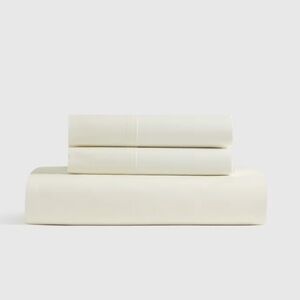 QUINCE Classic Organic Percale Fitted Sheet Set Cal King Ivory 5333